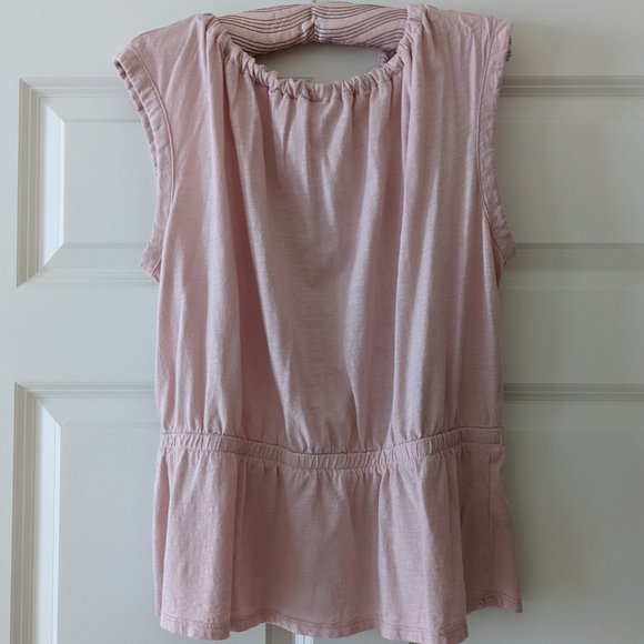 Exposed back top pink peplum waist Banana Republic factory Malibu modal … - Picture 1 of 5